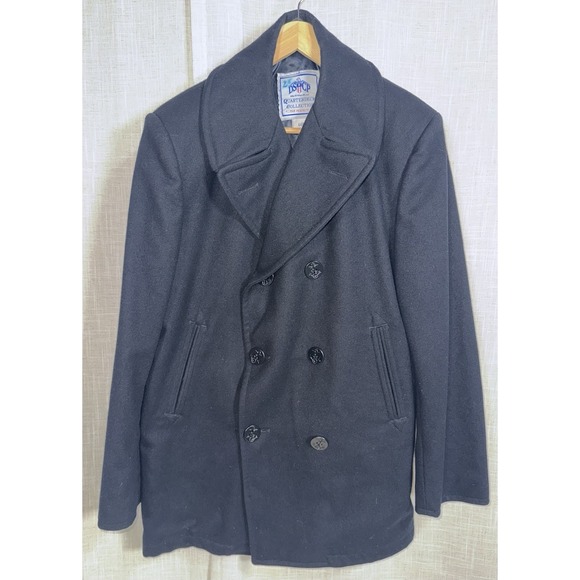 Dscp Other - DSCP Quarterdeck Collections US Navy Black Wool Pea Coat Military Jacket Sz 44R